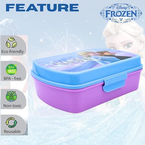 SRV Hub Kids Frozen Lunchbox Reusable Sandwich Box BPA-Free Plastic Leak Proof Snack Box Kid Food Storage Containers Back to School Picnic Camping Sports Travel Snacks Gifts 3+ Years – 16cm — view 4