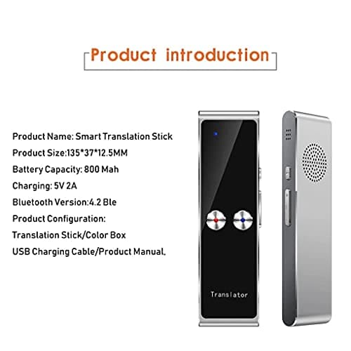 Silver Grey Two-Way AI Voice Translator for Travel and Business — view 2