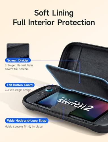 JSAUX Slim Felt Carrying Case for Switch 2, Protective Travel Pouch — view 4