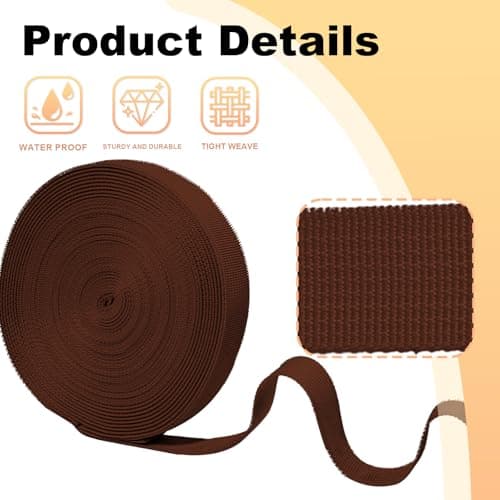 KINETOX 20m Brown Webbing Strap 20mm Polypropylene Webbing Strap Heavy Duty Anti-Slip UV Resistant Twill Tape Fabric for DIY Enthusiasts Campers to Repair Bags Pet Leashes Camping Gear Luggage — view 6