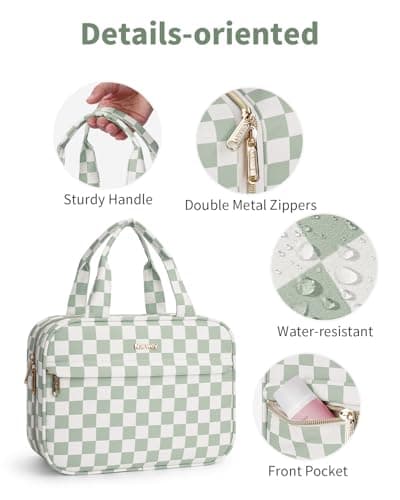 Narwey Checkered Hanging Travel Toiletry Bag for Women Toiletries Wash Bag — view 4