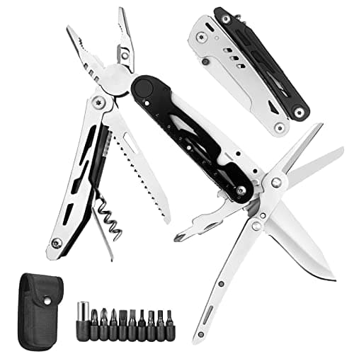 HONZIN Multitool Pliers 12 in 1 Stainless Steel Multi Tool Foldable Pliers with Scissors Screwdriver Kits Bottle Opener, Stainless Steel Multitools for Outdoor Camping Hiking, Gift for Men