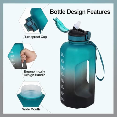 GLEKGLEK 2.2L Water Bottles with Time Marker, BPA Free Sports Jug — view 4