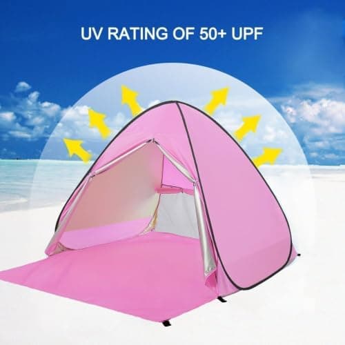Eplze Automatic Pop Up Beach Tent Instant Portable Quick Sun Shelter for 2-3 Persons (Pink) — view 3