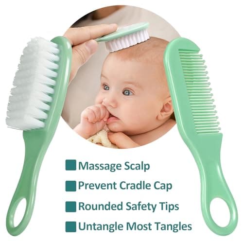 Qunlions life Baby Healthcare and Grooming Kit, Infant Safety Care Set with Hair Brush Comb Nail Clipper, Baby Essentials Kit for Newborn Girls Boys (Green 14 in 1） — view 2