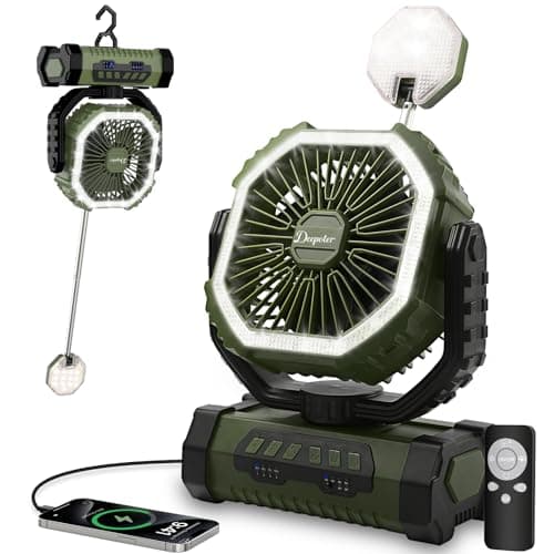 OUTACT Camping Fan, Portable Fan with Hook (Green)