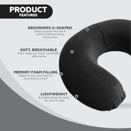 Blow Up Adjustable Travel Neck Pillow For Adults – Compact Inflatable Air Cushion With 360° Support – Soft Portable Aeroplane Pillow For Flights, Road Trips & Holidays – Comfortable Neck Support — view 5