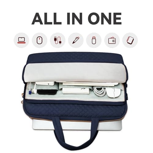 Lausiax Laptop Case Bag Women Men Computer Sleeve Compatible with MacBook/Dell/HP/Acer/ASUS, Waterproof Shoulder Carrying Briefcase, Blue, 15.6-16 Inch — view 3