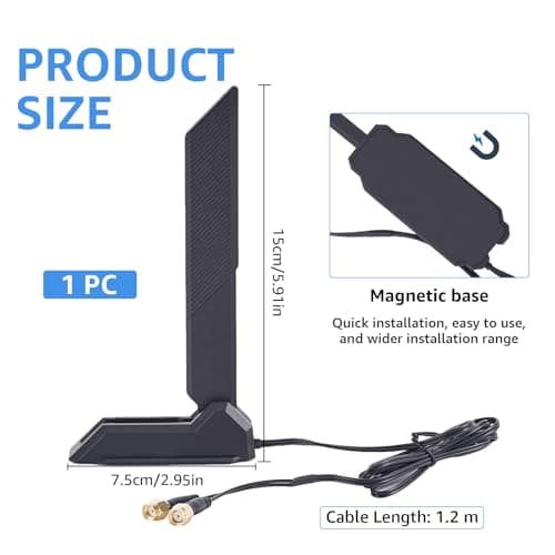 WiFi 6E Tri-Band 2.4GHz 5.8GHz 6GHz Wifi Antenna Booster Magnetic Base Antenna Aerial for PC Desktop Computer ASUS ROG Strix Gaming Motherboard Tri Band Hotspot Network Range Extender Booster Supaeria — view 5