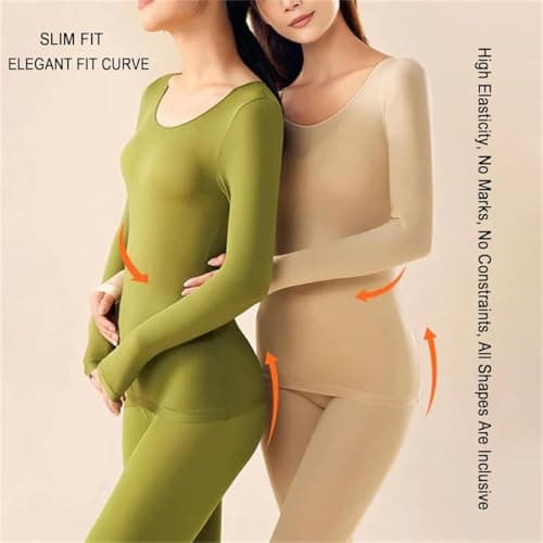 Ultra-thin Seamless Thermal Underwear for Women Winter Base Layer Set (L(40-60kg),Purple) — view 4