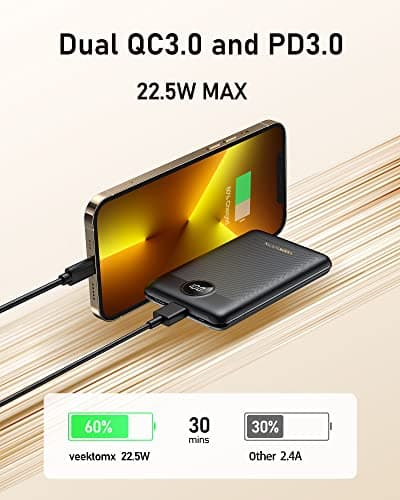 VEEKTOMX Power Bank Fast Charging, 10000mAh Mini USB C Portable Charger — view 2