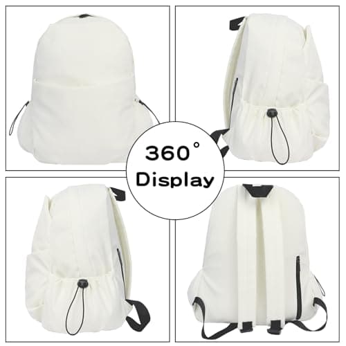 White Backpack, Solid Rucksack, Large School Bag for Back to Uni Gifts — view 5