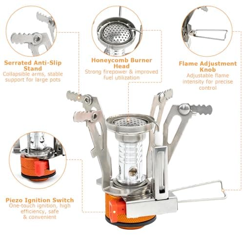 ASSRECT Camping Gas Stove 3000W, Portable Windproof Burner for Backpacking — view 3