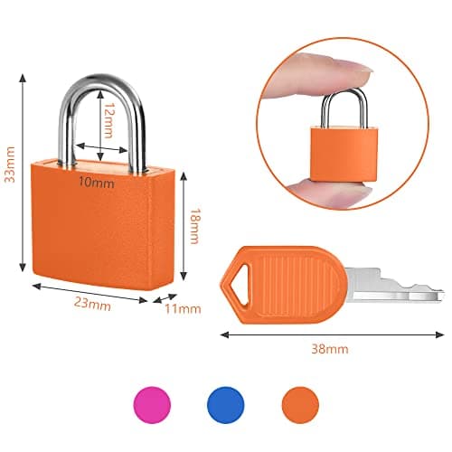 Flintronic 3 Pack Suitcase Lock with Key - Small Padlock for Travel Backpack, Play, Fitness (Rose Red/Orange/Blue) — view 2
