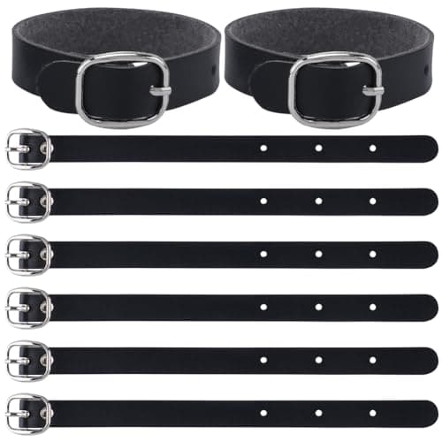GORGECRAFT 10Pcs Leather Luggage Labels Strap Adjustable Black Luggage Tag Loops Replacement Belts with Metal Buckle Watch Band Straps for Suitcase Briefcase Travel Secure Storage Hanging Accessories