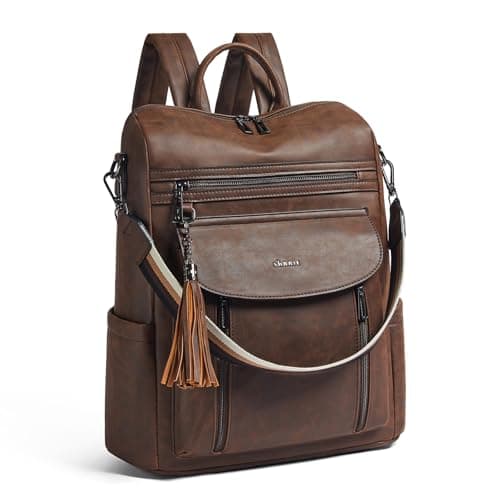 Shrrie Laptop Backpack for Women 15.6 inch,Travel Leather Backpack Purse Nurse Teacher Carry on Backpack,College Business Work Casual Daypack,Crazy Horse Brown01