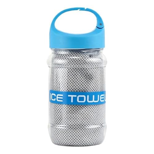 Cooling Towel, 100x30cm Microfiber Cool Ice Towel with Storage Bottle, Soft Breathable for Yoga Sport Running Gym Camping Workout, Stay Cool (1PC Silver Gray)