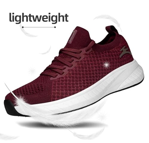 Puweco Womens Trainers Running Shoes Walking Sneaker Burgundy — view 3
