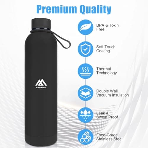 flintronic 1000ml Insulated Water Bottle, Keeps Drinks Cold 24 Hrs/Hot 12 Hrs, Stainless Steel, Sports Flask, BPA Free — view 3