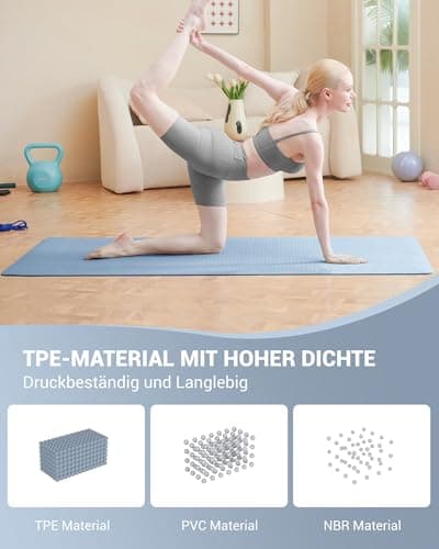 Good Nite Yoga Mat Exercise Mats Workout Pilates Fitness Mat for Women Men Non-Slip Thick 6mm High Density Gymnastics Mats with Carry Strap Tpe 183 x 61 x 0.6cm (Sky Blue) — view 3