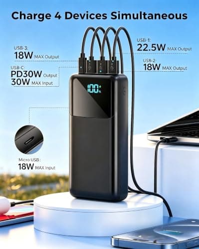 50000mAh Portable Power Bank, USB C PD 30W Fast Charge 5-Port — view 4