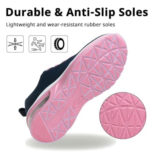 Womens Trainers Outdoor Running Shoes Air Cushion Athletic Walking Shoes Ladies Sneakers Breathable Mesh Sport Shoes Lightweight Tennis Shoes Workout Casual Jogging Shoes Blue Pink — view 4