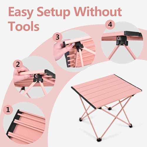 Grope Portable Beach Table for Sand, Folding Camping Table (Pink-S) — view 5