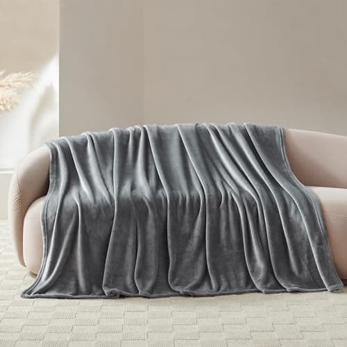 WAVVE Fleece Blanket King Size XXL Gray 7.5ft x 9ft - Fluffy Soft Warm Versatile Extra Large Throw Blanket for Bed/Sofa/Couch Gray, 270x230 cm — view 6