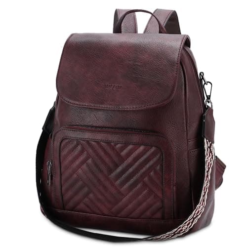 VASCHY Women Backpack, Vegan Leather Travel Backpack for Work Burgundy