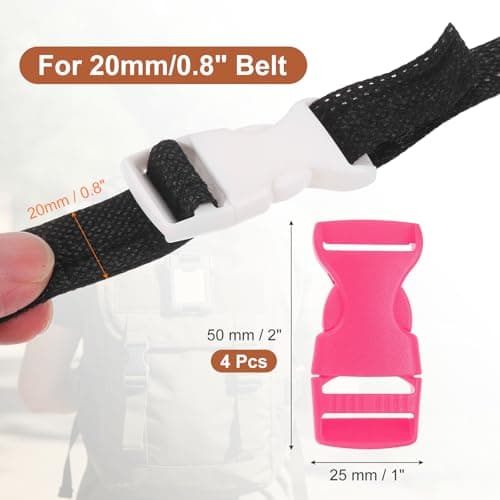 PATIKIL 4pcs Quick Side Release Buckle 0.8" Plastic Belt Clip Peach Pink — view 2