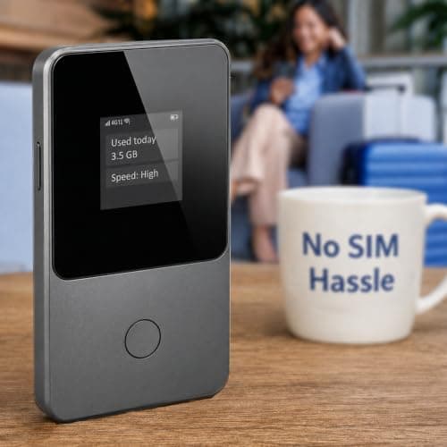 Portable WiFi Hotspot, No SIM Card Needed, 10GB UK & Europe Data Included, Works in 140+ Countries, Connects 8 Devices, 3500mAh 4G LTE Pocket WiFi for Travel