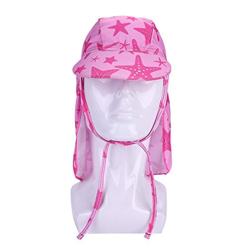 Baby Kids Legionnaire Swim Hat UPF 50 Kids Sun Hat for Girls Boys Bucket Summer Wide Brim Travel Beach Hat UV Sun Protection Sun Hat Flap Cap for Travel Adjustable Chin Strap 3-12 Years (Pink) — view 3