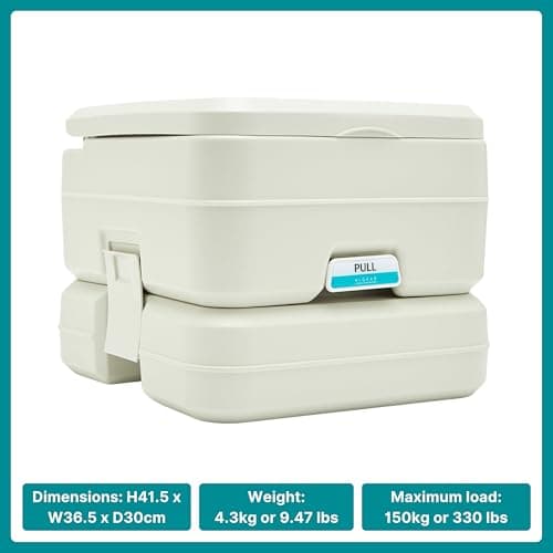 Hi-Gear Portable Flush Toilet with Seat, Bellows Pump & Double Sealed Valve, 10L Capacity Waste Tank, Lightweight, Durable & Hygienic, Ideal for Camping, Festivals, Travel and Emergency Use — view 4