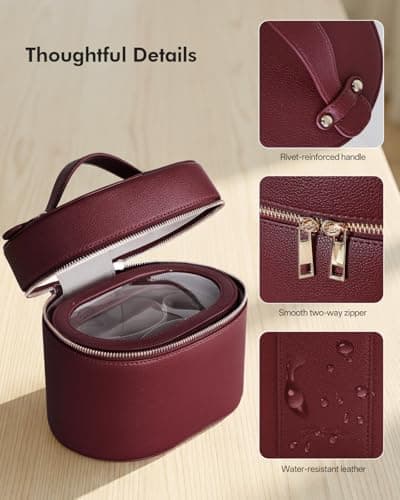 Prite 2 Pcs Makeup Bag Vanity Case for Women with Clear Pouch, Burgundy — view 5