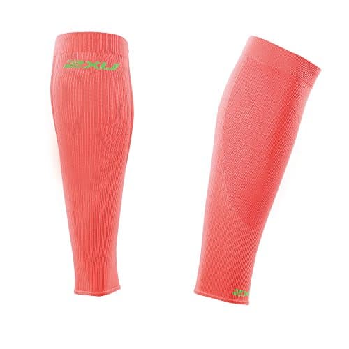 2XU Compression performance Sleeves, Fluro Coral/Green, Large