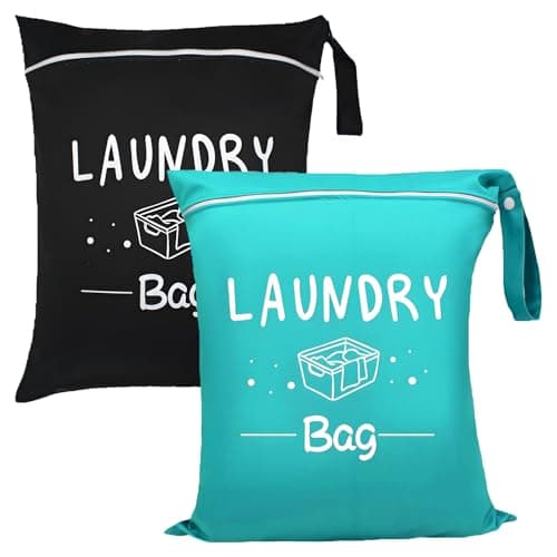 2 Pcs Travel Laundry Bags With Handle, Lightweight Small Laundry Bag,Reusable Dirty Clothes Bag,Waterproof Wet Clothes Bags For Home, Holiday,Camping, Swimming, Fitness, Yoga(Green+Black)