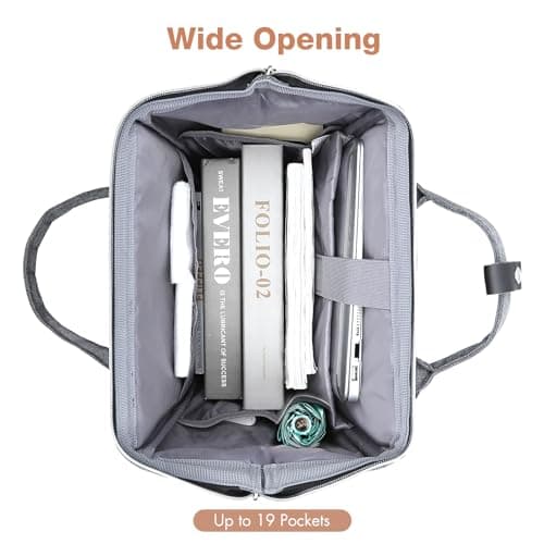 Lekesky Laptop Rucksack Bag 15.6 Inch Computer Backpack School Bag for Travel Business College Women Men- Grey — view 2