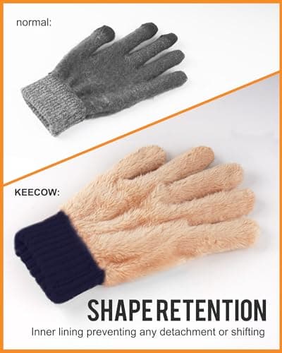 KEECOW Mens Winter Gloves,Womens Thermal Warm Knit Touchscreen Gloves with Fleece Lining for Running Ski (Navy-1) — view 3