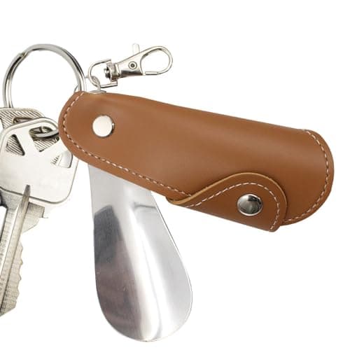 Uitseld Travel Shoe Horn Keychain | Stainless Steel Shoehorn with PU Leather Case Keyring,Portable Slip- Shoes Helper for Seniors Kids Men Women — view 6