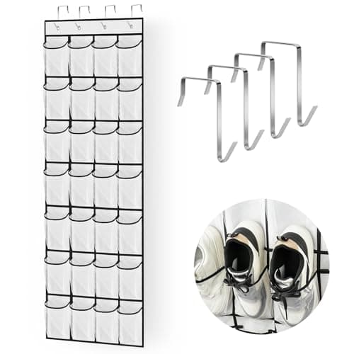 AUAUY Over the Door Shoe Storage Organiser, 28 Large Mesh Pockets