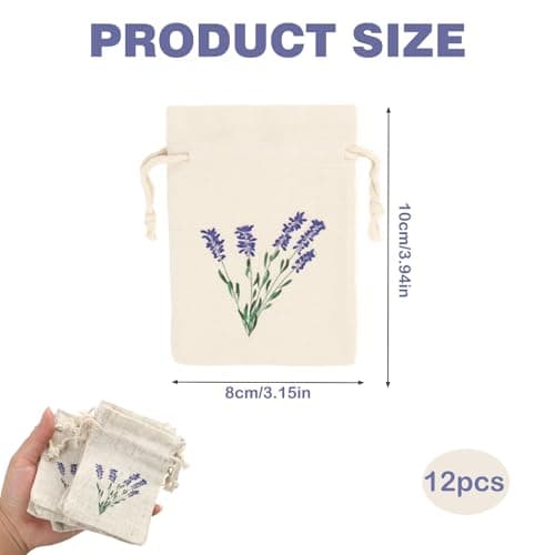12 Pack Lavender Bags, Lavender Sachets for Wardrobes Drawers and Storage, 8 x 10 cm, Natural for Moth Repellent and Aromatherapy, Scented Fabric Pouches for Clothes Home and Car Freshening — view 2