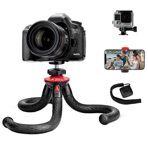 Fotopro Flexible Tripod for iPhone Camera, UFO2 Waterproof Mini Phone Tripod Stand with Remote and Clip, Durable Rubber Legs Travel Vlogging Kit Compatible with iPhone 16 15 14, Samsung, GoPro, Canon