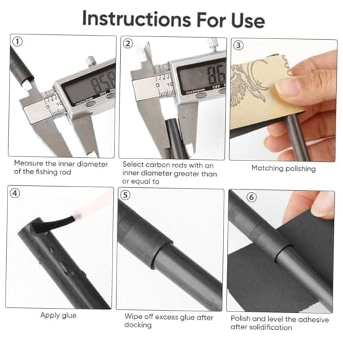 BCOATH 12pcs Carbon Fiber Fishing Rod Repair Parts Two Piece Connection — view 3