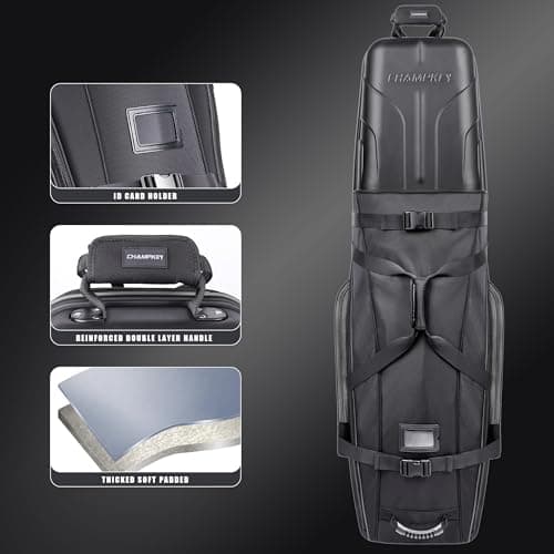 CHAMPKEY Golf Travel Bag Flight with Wheels | With Sturdy Plastic Hard Case Top | Premium Oxford Fabric Golf Bag - High Performance Bag Travel Case — view 2