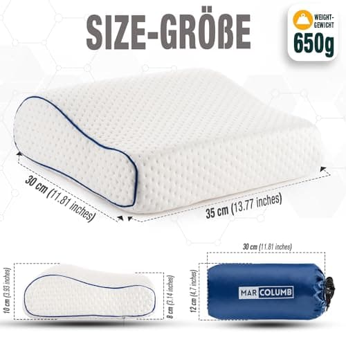 Marcolumb Travel & Camping Comfortable Memory Foam Pillow – Easy to Carry Portable Bag – Temperature Regulating Pillow Case - Perfect for Travelling (White Contour) — view 4