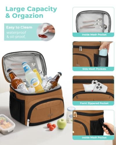 Pritent Lunch Box for Men Women Insulated Lunch Tote Cooler Bag Lunchbox — view 5