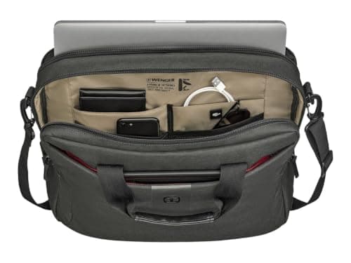 Wenger MX ECO Brief 16-Inch Laptop Bag – Recycled Materials, Padded Laptop Compartment, Spacious Organiser Pockets, Reinforced Handles, Padded Shoulder Strap, Professional Charcoal Design — view 2