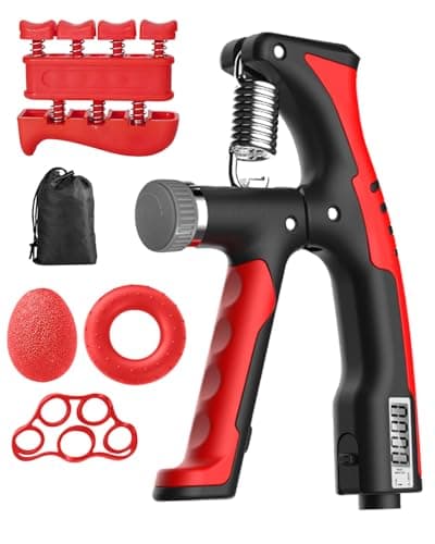 Lorrtta Grip Strengthener Set with Digital, Hand Grip Strengthener 10-100kg Forearm Strengthener Finger 5 Pack Adjustable Resistance Hand Gripper for Improved Hand Exerciser and Hand Injury Recovery