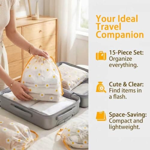 15Pcs Shoe Bags for Travel, 3 Sizes Dust Proof Shoe Drawstring Bags — view 3