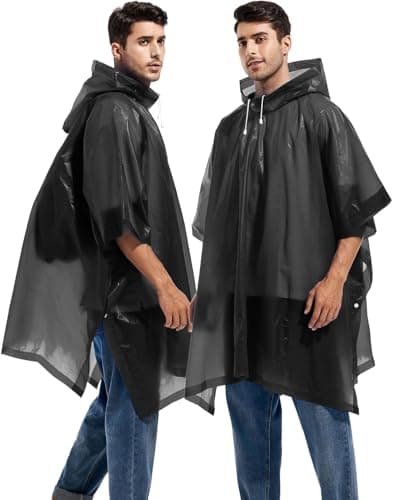 YANKUIRUI Waterproof Adult Rain Poncho, Reusable Lightweight Rain Coat with Hood, Portable Emergency Poncho for Family Outdoor Activity, 2 Pcs — view 6